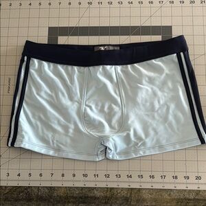 Blue Swim Trunks with Elastic Waistband and Snug Fit